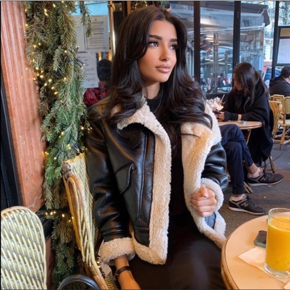 NWT ZARA Faux Leather Fleece Collar Jacket - Picture 15 of 16